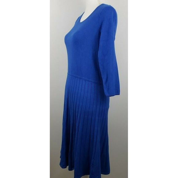 Talbots a-line sweater swing dress sz MP blue - Picture 4 of 7